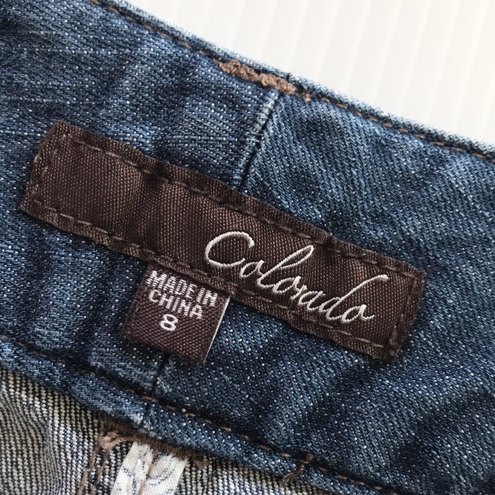 COLORADO womens 8 denim skirt 4 pockets mid blue back split front fly - Picture 9 of 16